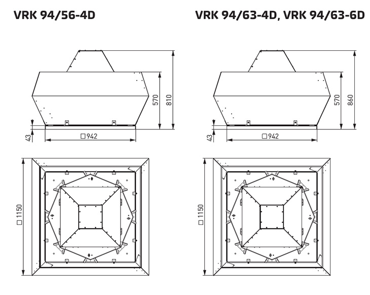 NED VRK 94/56-4D - основные габариты