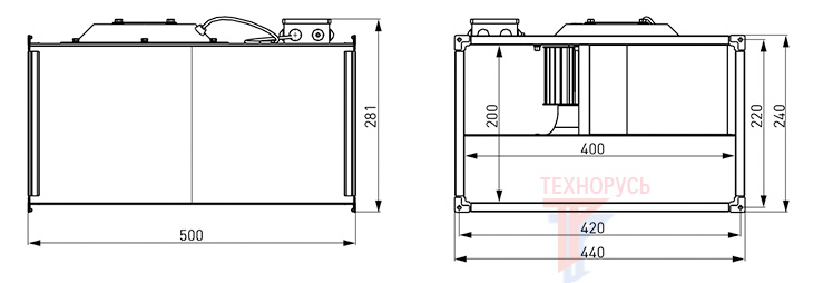 Вентилятор NED VR 40-20/20.4E - габаритные размеры