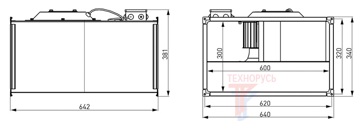 Вентилятор NED VR 60-30/28.4D - габаритные размеры