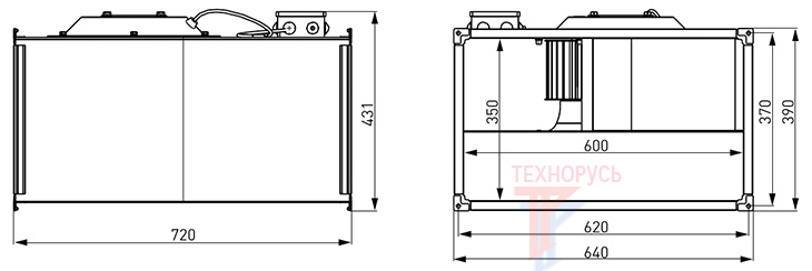 Вентилятор NED VR 60-35/31.4D - габаритные размеры
