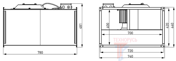 Вентилятор NED VR 70-40/35.6D - габаритные размеры