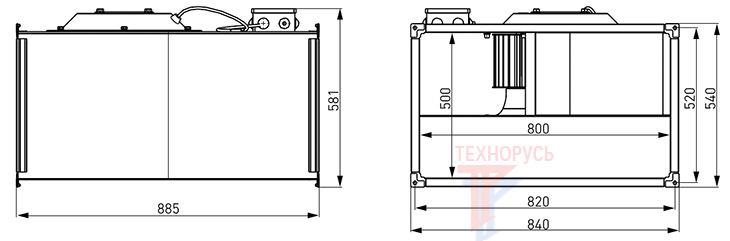 Вентилятор NED VR 80-50/40.8D - габаритные размеры