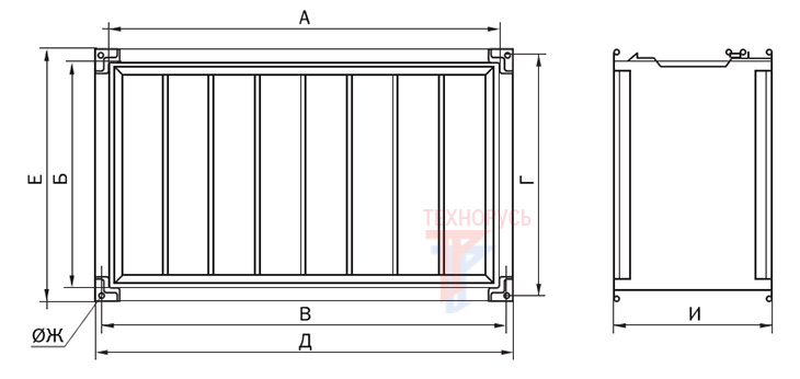 Фильтр NED FRP 30-15 - габаритные размеры